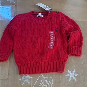Ralph Lauren baby Red Cable Knit Sweater